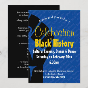 Invitation CÉLÉBRATION HISTOIRE NOIRE Personnalisée BHM Bleu