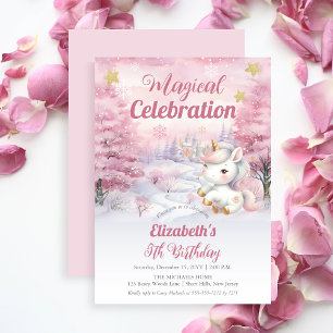Invitation Célébration magique Unicorn 5e fête d'anniversaire