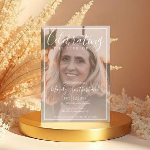 Invitation Célébration minimale de la vie Élégante Script pho