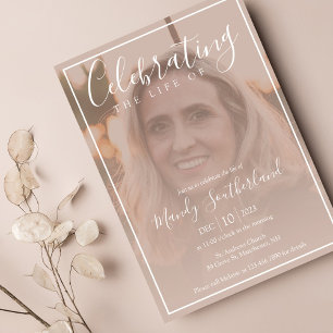 Invitation Célébration minimale de la vie Élégante Script pho