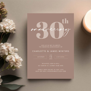 Invitation Célébration minimaliste de 30 ans de mariage beige