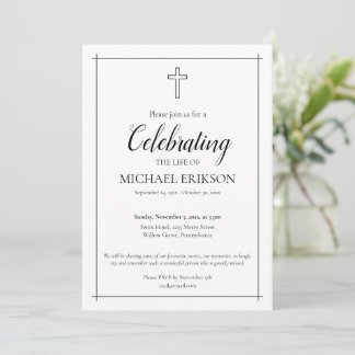 Invitation Célébration minimaliste de la croix latine de la v