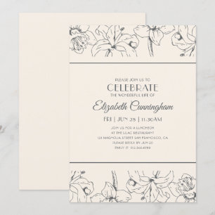Invitation Célébration Moderne De La Vie En Mémorial Floral