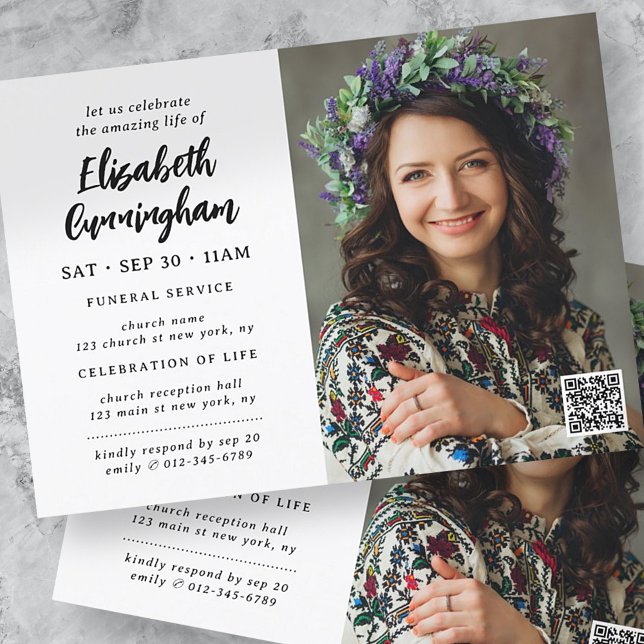 Invitation Célébration Moderne Simple De La Vie Funéraire (Créateur téléchargé)