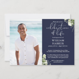 Invitation Celebration of Life Greenery Floral Funeral Photo