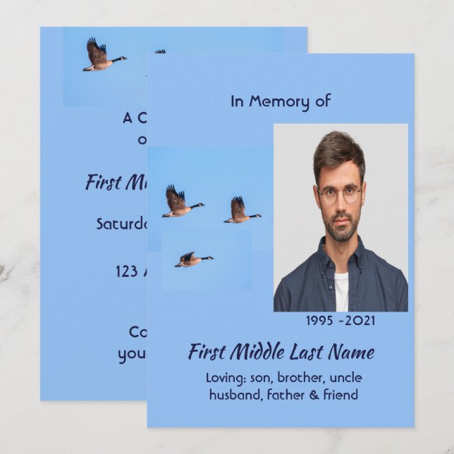 Invitation Celebration of Life Service Canada Goose Outdoors (Devant / Derrière)