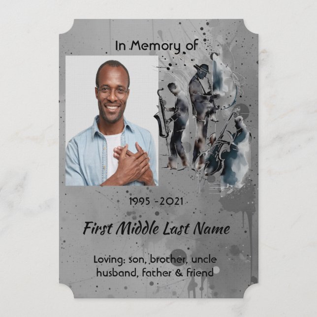 Invitation Celebration of Life Service Jazz Band (Devant)