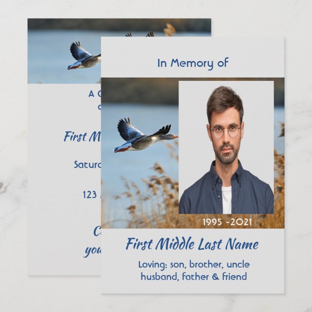 Invitation Celebration of Life Service  Lake Geese Birds (Devant / Derrière)