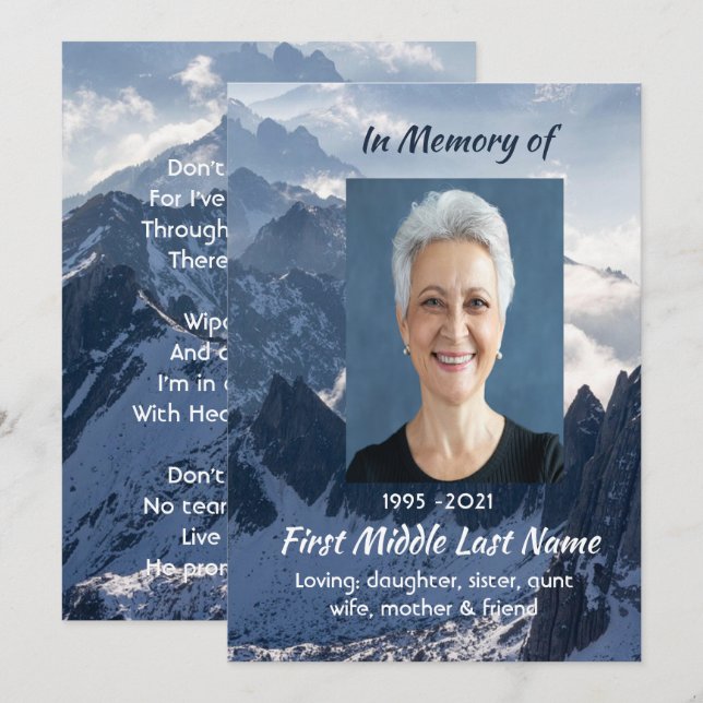 Invitation Celebration of Life Service Mountains Alpine  (Devant / Derrière)
