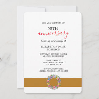 Invitation célébration romantique 50e anniversaire mariage