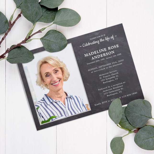 Invitation Célébration Rustique De La Vie Photo Funérailles (Créateur téléchargé)