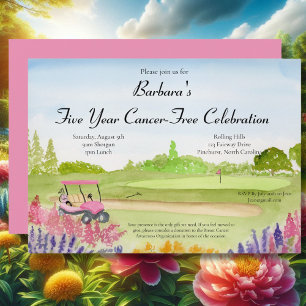 Invitation Célébration sans cancer Panier de golf rose Golf T