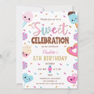 Invitation Célébration sucrée Donut Candy Crème glacée Annive