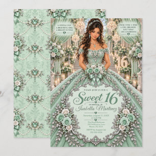 Invitation Célébration Sweet 16 Vert Menthe
