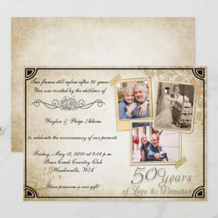 Invitation Célébration Vintage du 50e anniversaire