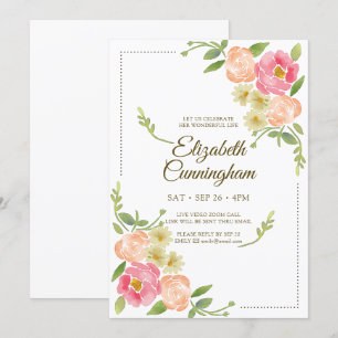 Invitation Célébration virtuelle des fleurs d'aquarelle