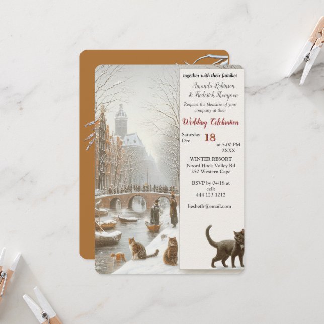 Invitation Célébrations d'hiver dans la neige, avec Kittens (Devant/Arrière en situation)