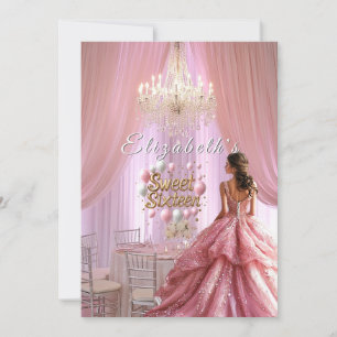 Invitation Célébrations Sweet Sixteen Robe Rose Lustre