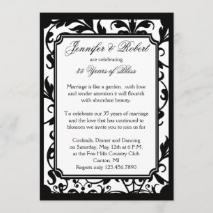 Invitation Célèbre Anniversaire de Mariage en Damassé Noir et