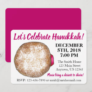 Invitation Célébrer Hanoukka Jelly Donut Fêtes juives