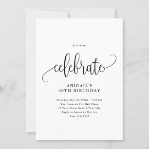 Invitation Célébrer la calligraphie moderne noire/blanche
