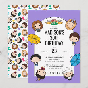 Invitation Célébrez avec les AMIS ! Art Chibi personnalisé po