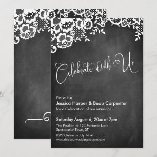 Invitation Célébrez avec nous calligraphie tableau noir et de