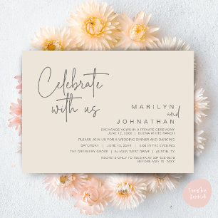 Invitation Célébrez avec nous, Dîner de Mariage Intime