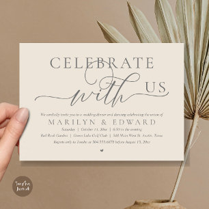 Invitation Célébrez avec nous, Dîner d'élopement de mariage