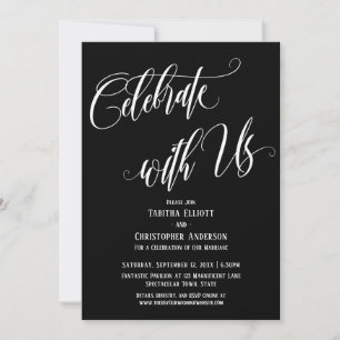Invitation Célébrez avec Nous Écriture Élaborée Blanc sur Noi