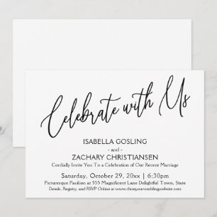 Invitation Célébrez avec nous Élégante partie d'écriture manu