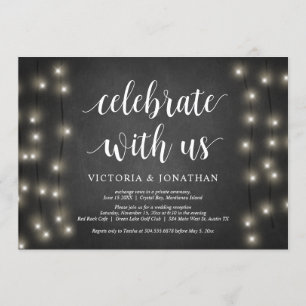 Invitation Célébrez avec nous, Guirlande Lumineuse, Mariage I