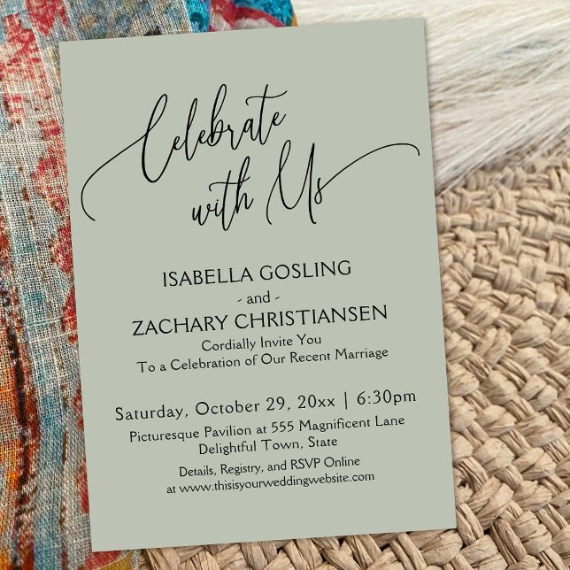 Invitation Célébrez avec Nous Jolies Écritures Vert Sauge (Créateur téléchargé)