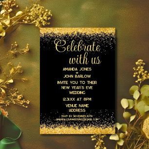 Invitation Célébrez avec nous Mariage du Nouvel An en or