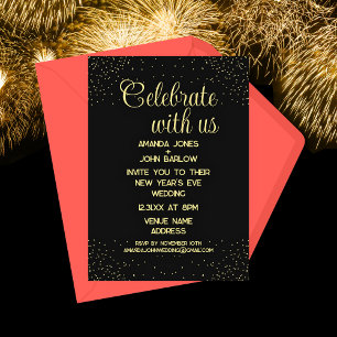 Invitation Célébrez avec nous Mariage du Nouvel An en or