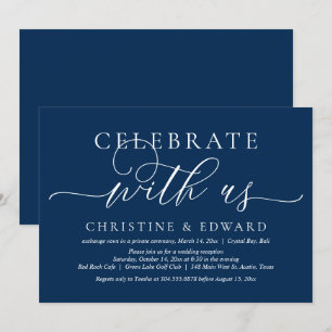 Invitation Célébrez avec nous, Mariage Elopement Party, Navy
