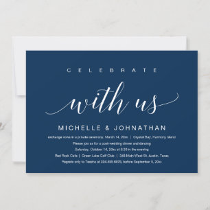 Invitation Célébrez avec nous, Mariage Intime, Bleu Nuit En