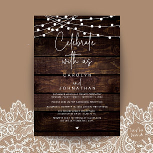 Invitation Célébrez avec nous, Mariage Intime Guirlandes Lumi