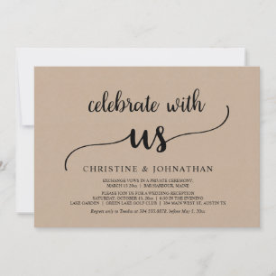 Invitation Célébrez avec nous, Mariage Rustique Fuite de Mari