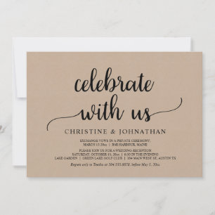 Invitation Célébrez avec nous, Mariage Rustique Fuite de Mari