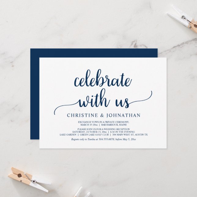 Invitation Célébrez avec nous, Mariage Rustique Fuite Party  (Devant/Arrière en situation)