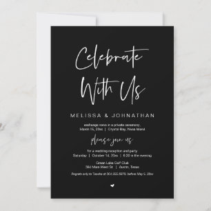 Invitation Célébrez avec nous, Noir, Mariage Elopement
