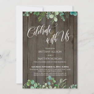 Invitation Célébrez avec nous Police élégante Eucalyptus sur