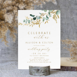 Invitation Célébrez avec nous ! rustique eucalyptus verdure b