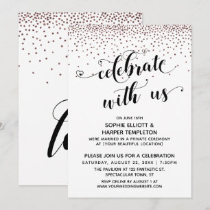 Invitation Célébrez avec nous Script Rose Gold Confetti