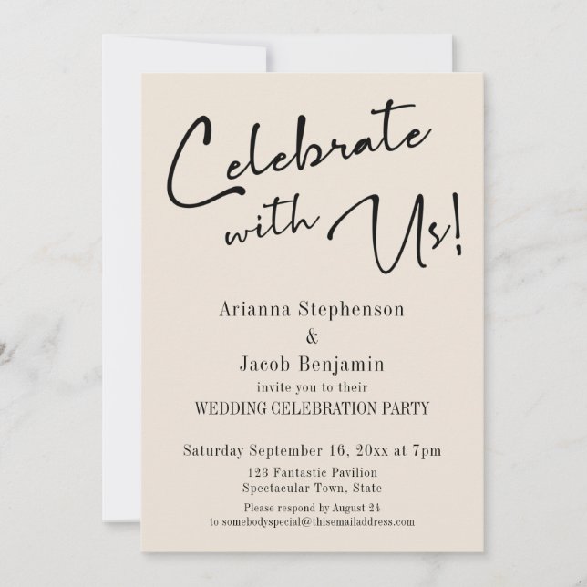 Invitation "Célébrez avec nous !" Simple Crème pour une fête  (Devant)