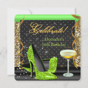 Invitation Célébrez la Parties scintillant Noire Lime Gold An