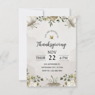 Invitation Célébrez Thanksgiving avec notre Rustic Dinner Inv