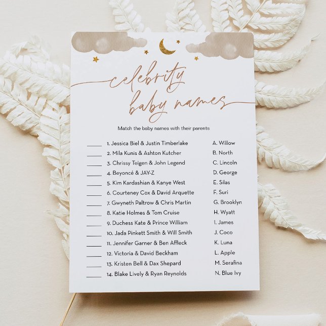 Invitation Celebrity Baby Name Twinkle Star Baby shower Jeu (Créateur téléchargé)