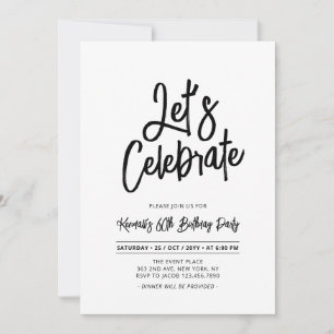 Invitation Célébrons   Chic Script Soixantième Anniversaire